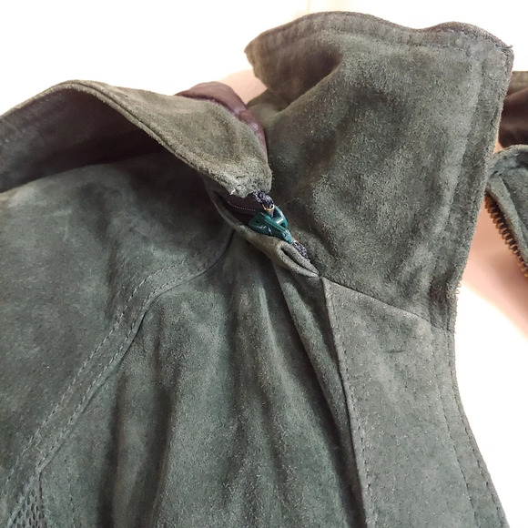 Vintage Wilsons Leather Green Suede Hooded Parka Jacket Size women's Medium - Picture 7 of 16
